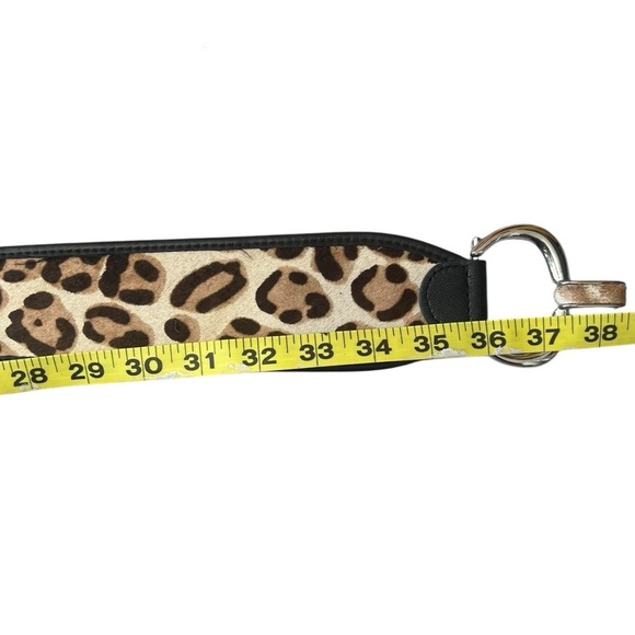 Chico\'s Leopard Print Furry Leather Belt with Black Trim EUC M or 38” main image 8